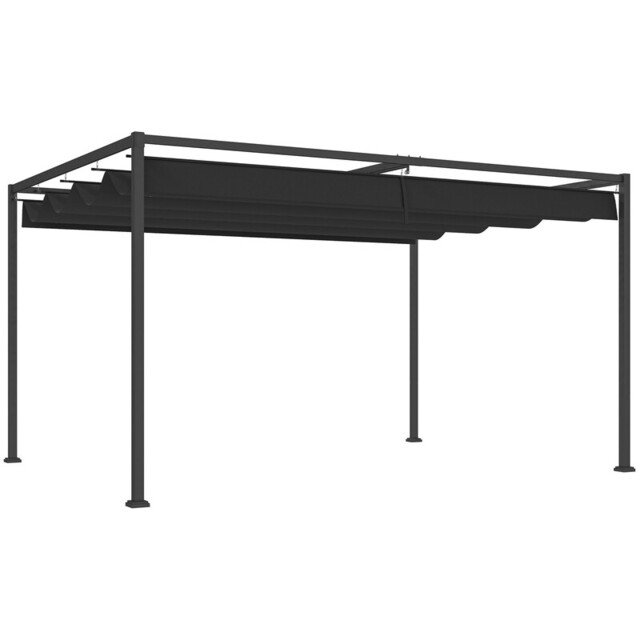 Outsunny 4 x 3(m) Metal Outdoor Pergola with Retractable Roof, Outdoor Gazebo Canopy Shelter with Drainage Holes for Garden, Patio, Lawn, Black - image 1