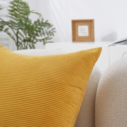 MEROPE, Polyester Corduroy Cushion Cover, 50x50cm, yellow, 1pack - thumbnail 5
