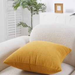 MEROPE, Polyester Corduroy Cushion Cover, 50x50cm, yellow, 1pack - thumbnail 4