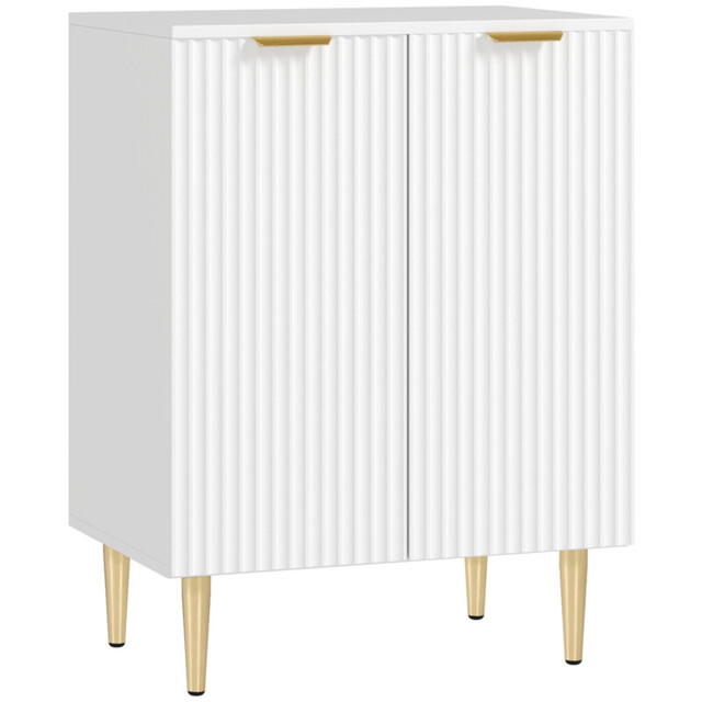 Homcom Sideboard Fluted 2 Doors White/Gold - image 1