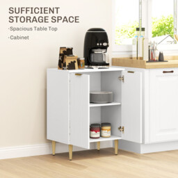 Homcom Sideboard Fluted 2 Doors White/Gold - thumbnail 4