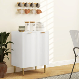 Homcom Sideboard Fluted 2 Doors White/Gold - thumbnail 7