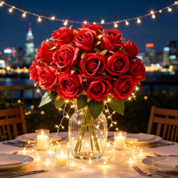 Yuejia 12Pcs 10.6in/26.92cmArtificial Roses Single Stem Fake Silk Flower Arrangement Bridal Bouquet Real Touch for Home Party Wedding Decoration(red) - thumbnail 6