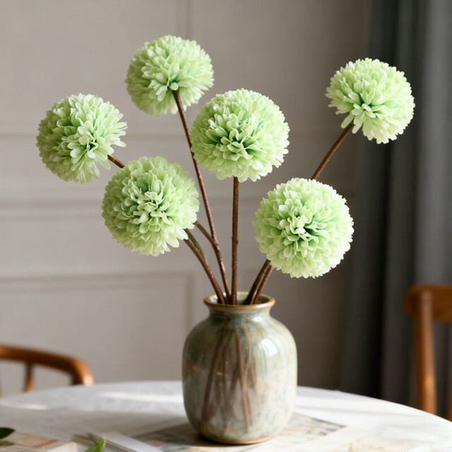 Wei's Moment 6Pcs Artificial Flowers Artificial Hydrangea Decoration for Wedding Vase Green - image 1
