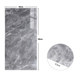 LIVINGANDHOME 10 Pcs Waterproof Marble Wall Tile Stickers, Grey - thumbnail 3