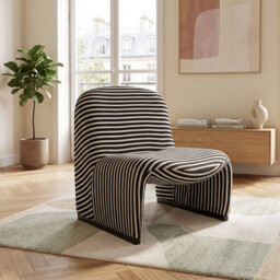 URBAN MEUBLE Retro Series Armless Lounge Chair - Black & White Striped Fabric, 63*78*67cm (1 Piece) - thumbnail 5