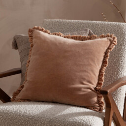 Yard Cushion Bertie Washed Cotton Velvet Square Cashew 45x45cm - thumbnail 1