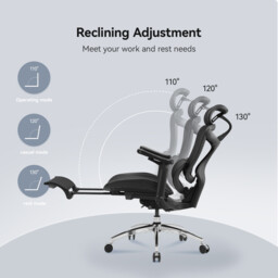 SIHOO Doro C300 Ergonomic Office Chair with Ultra Soft 3D Armrests, Dynamic Lumbar Support for Home Office, Adjustable Backrest Desk Chair with Pedal(Black) - thumbnail 2