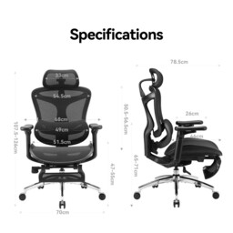 SIHOO Doro C300 Ergonomic Office Chair with Ultra Soft 3D Armrests, Dynamic Lumbar Support for Home Office, Adjustable Backrest Desk Chair with Pedal(Black) - thumbnail 4