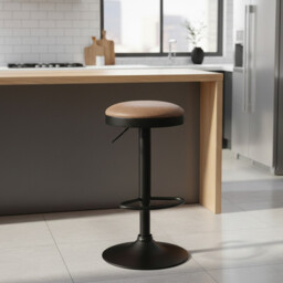 Bar Stools Remi Faux Distressed Leather Adjustable Height Brown 2pcs - thumbnail 5