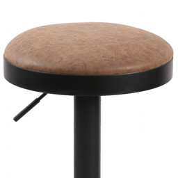 Bar Stools Remi Faux Distressed Leather Adjustable Height Brown 2pcs - thumbnail 2