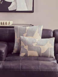 Bosie Cushion Ozella Embroidered Grey/Natural Square 45x45cm