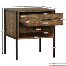 Vida Designs Bedside Brooklyn 1 Drawer Rustic Brown - thumbnail 6