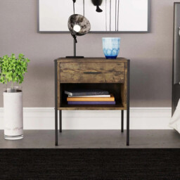 Vida Designs Bedside Brooklyn 1 Drawer Rustic Brown - thumbnail 2