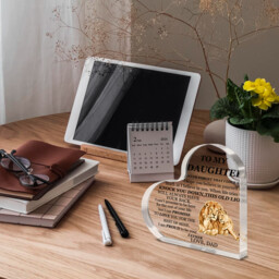 "Alphynix 1pc Heart Acrylic Plaque, ""TO MY DAUGHTER - This Old Lion Will Always Have Your Back"" Gift with Lion Family Design, Father's Promise Keepsake for Daughter" - thumbnail 2