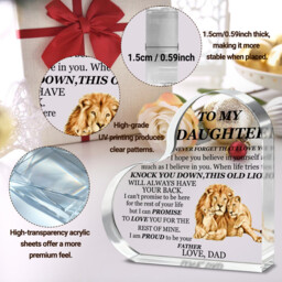 "Alphynix 1pc Heart Acrylic Plaque, ""TO MY DAUGHTER - This Old Lion Will Always Have Your Back"" Gift with Lion Family Design, Father's Promise Keepsake for Daughter" - thumbnail 6