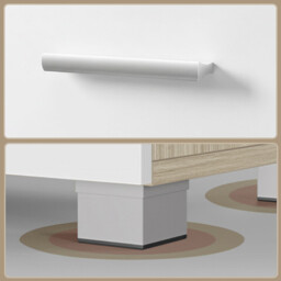 Ochama  Bathroom Storage Unit with Drawers, Under Sink Cabinet with Compartments and Feet, for Pedestal Basins, White and Beige - thumbnail 2