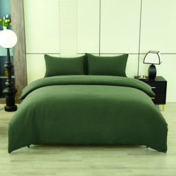 Dark Green Cotton Double Gauze Duvet Cover & Pillowcases Set, 135*200CM+50*75CM*1 - thumbnail 6