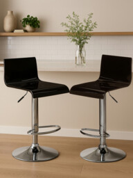 Interiors by Premier Bar Stool Adjustable Baina Acrylic Black/Chrome Set of 2 - thumbnail 1