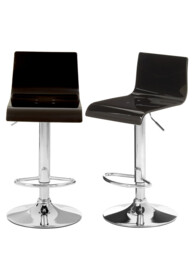 Interiors by Premier Bar Stool Adjustable Baina Acrylic Black/Chrome Set of 2 - thumbnail 3