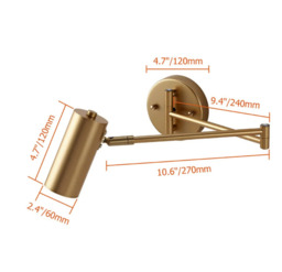 Homary Gold Modern Swing Arm Indoor Wall Sconce 1 Light - thumbnail 2