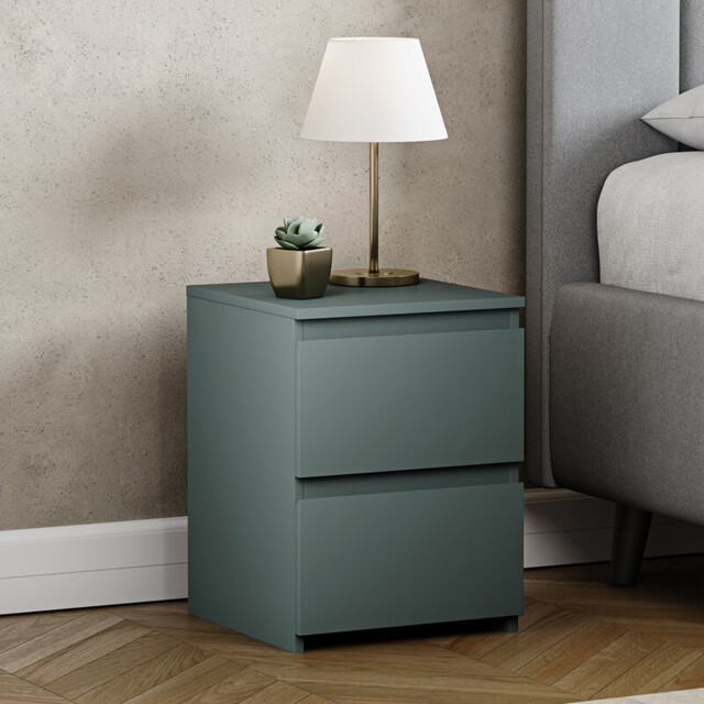 Vida Designs Bedside Table Denver 2 Drawers Green - image 1