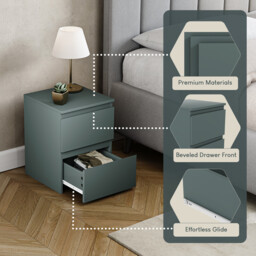 Vida Designs Bedside Table Denver 2 Drawers Green - thumbnail 4