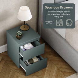 Vida Designs Bedside Table Denver 2 Drawers Green - thumbnail 3