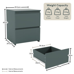 Vida Designs Bedside Table Denver 2 Drawers Green - thumbnail 7