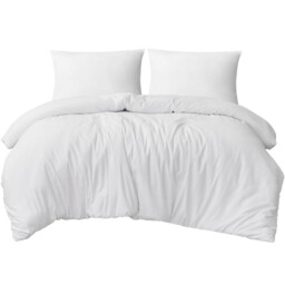 LeBonsoir White Duvet Cover Set，260x220cm/60x80cmx2 Soft Double Brushed Bedding Set， with Zip， 3 Pieces， Includes 1 Duvet Cover & 2 Pillowcases，NO Comforter - thumbnail 4