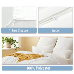 LeBonsoir White Duvet Cover Set，260x220cm/60x80cmx2 Soft Double Brushed Bedding Set， with Zip， 3 Pieces， Includes 1 Duvet Cover & 2 Pillowcases，NO Comforter - thumbnail 3