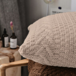 MEROPE, Acrylic Knit/Herringbone Cushion Cover, 50x50cm, white, 1pack - thumbnail 4