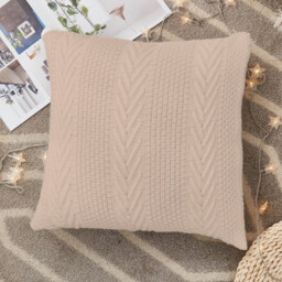 MEROPE, Acrylic Knit/Herringbone Cushion Cover, 50x50cm, white, 1pack - thumbnail 3