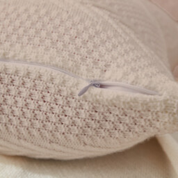 MEROPE, Acrylic Knit/Herringbone Cushion Cover, 50x50cm, white, 1pack - thumbnail 5