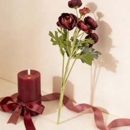 Candlelight Artificial Camelia Flower Stem Burgundy 38cm - thumbnail 3