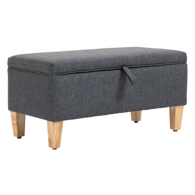 HOMCOM Ottoman Storage Padded Top Charcoal/Natural - image 1