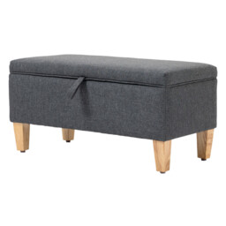 HOMCOM Ottoman Storage Padded Top Charcoal/Natural - thumbnail 3