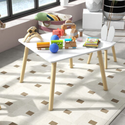 AIYAPLAY 3 Pieces Toddler Table and Chair Set, Kids Desk and 2 Chairs Set with Cute Bunny Ear Backrest, Wooden Legs, for Nursery, Playroom, Classroom - White - thumbnail 7