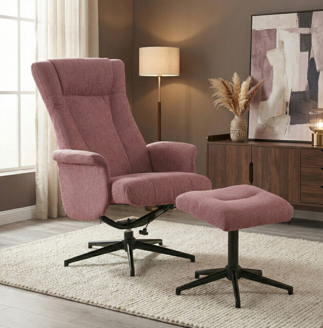 Armchair & Footstool Apero Recliner Rose Pink - image 1