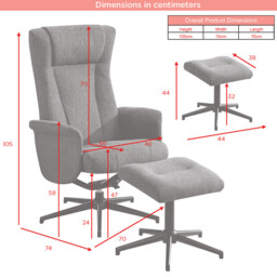 Armchair & Footstool Apero Recliner Rose Pink - thumbnail 2