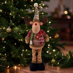 1PC 24inch Large Size Stretchy Christmas Standing Figurine Standing Deer Figure with Pine Branches Christmas Ornament Home Decorations Cute Xmas Gift - thumbnail 4