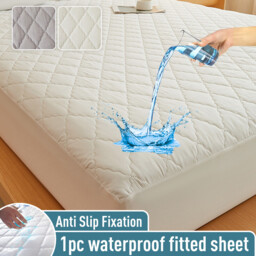 LeBonsoir Waterproof Mattress Protector， Home Quilted Double Mattress Protector 30 cm Extra Deep， Microfiber Fitted Mattress Cover Double Bed， Machine Washable Bed Cover (200 x 200cm)， White - thumbnail 1
