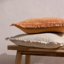 Yard Cushion Bertie Washed Cotton Velvet Square Natural 45x45cm - thumbnail 6
