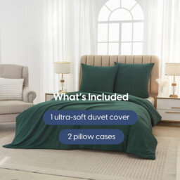 Meeallhome  Washed Brushed Duvet Cover Set 200*200cm/50*75cm*2  dark green - thumbnail 1