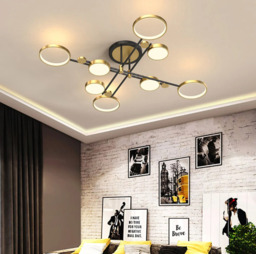 Homary Nordic Style Semi Flush Mount Lighting Gold/Black Ceiling Light Fixture LED Ring - thumbnail 5