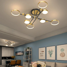 Homary Nordic Style Semi Flush Mount Lighting Gold/Black Ceiling Light Fixture LED Ring - thumbnail 4