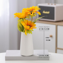 1pc/15cm/6in, White Ceramic Vase - Flower Vase Minimalism Style for Modern Table Shelf Home Decor, Fit for Fireplace Bedroom Kitchen Living Room Centerpieces Office Desk (Solid White） - thumbnail 5