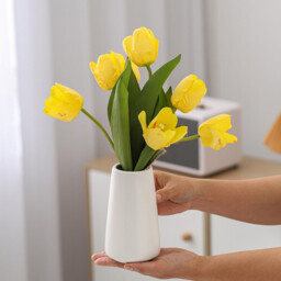 1pc/15cm/6in, White Ceramic Vase - Flower Vase Minimalism Style for Modern Table Shelf Home Decor, Fit for Fireplace Bedroom Kitchen Living Room Centerpieces Office Desk (Solid White） - thumbnail 7