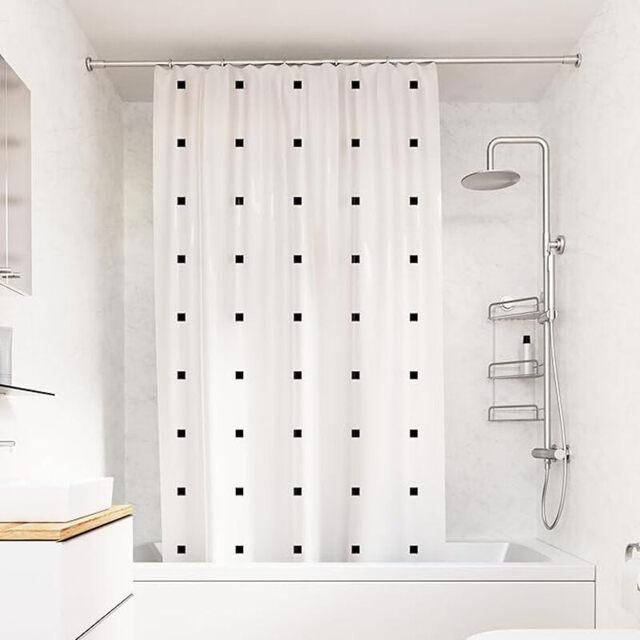 Croydex Shower Curtain Squares Proseal® White/Black 180x180cm - image 1