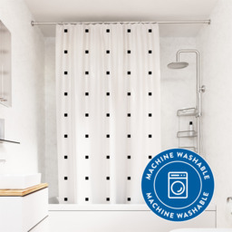 Croydex Shower Curtain Squares Proseal® White/Black 180x180cm - thumbnail 3